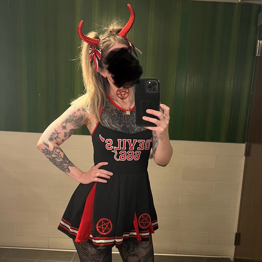 Dolls Kill Satanic Devil 666 Cheerleader Costume - Size Medium
